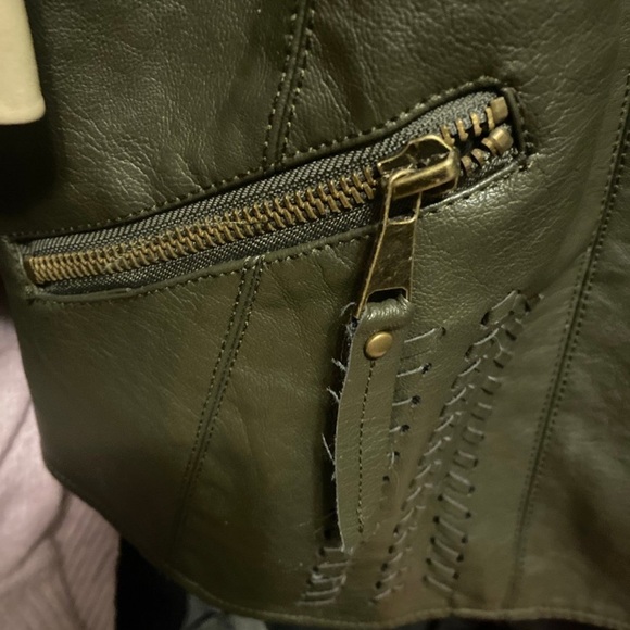 Kut from the Kloth Olive Leather Jacket - Picture 2 of 5